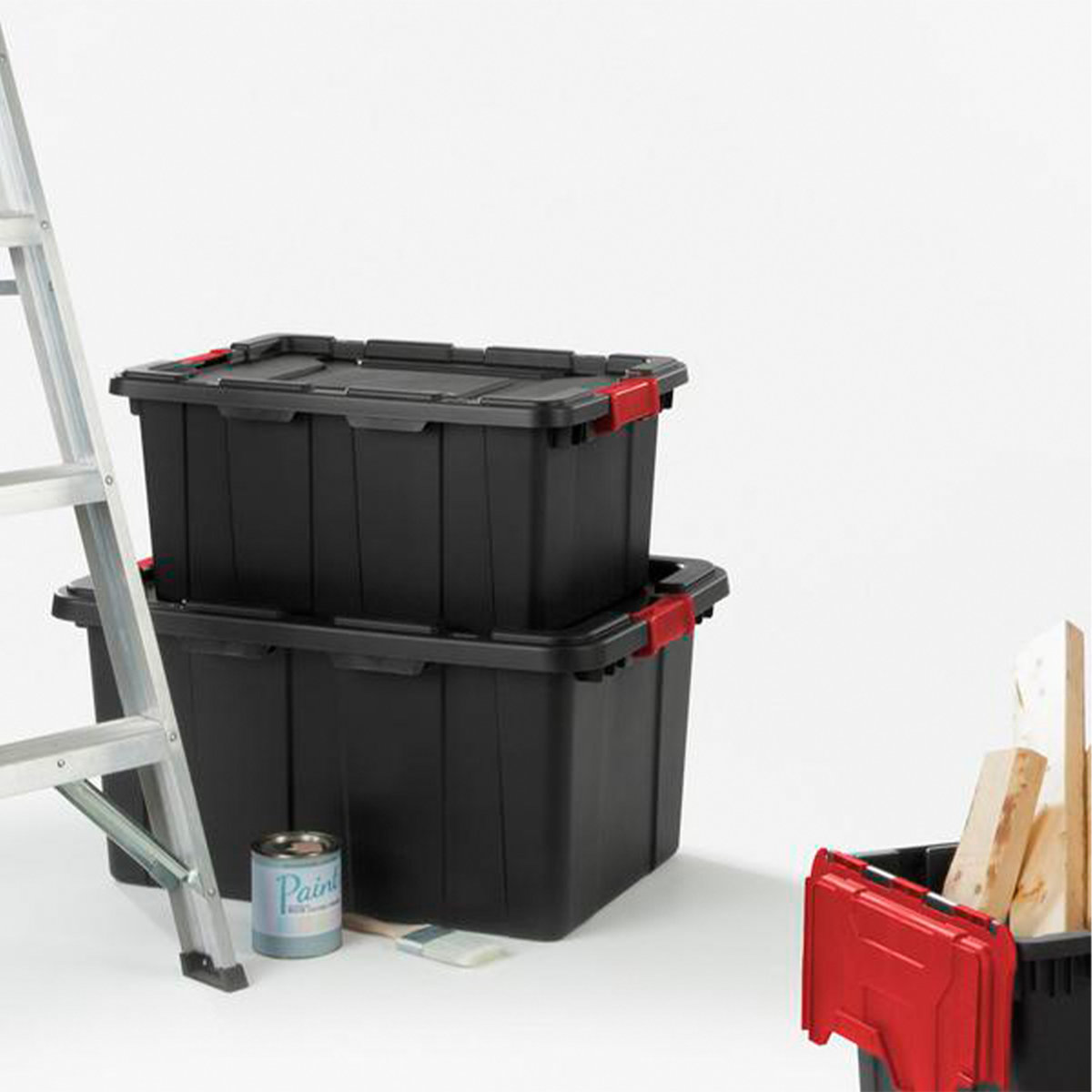 Sterilite Durable Rugged Industrial Tote with Red Latches